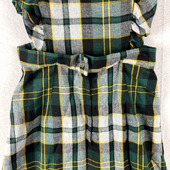 Vintage Tartan Ruffle Pinafore Dress Womens XS Maxi Plaid Scottish Academia Twee - Picture 12 of 16